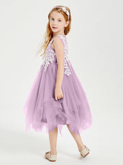 Tea Length Tulle Junior Bridesmaid Dresses Wisteria
