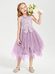 Tea Length Tulle Junior Bridesmaid Dresses Wisteria
