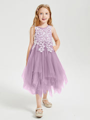 Tea Length Tulle Junior Bridesmaid Dresses Wisteria