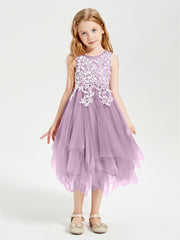 Tea Length Tulle Junior Bridesmaid Dresses Wisteria