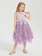 Tea Length Tulle Junior Bridesmaid Dresses Wisteria