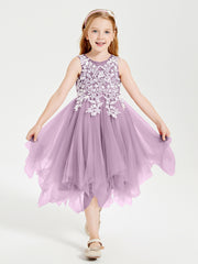 Tea Length Tulle Junior Bridesmaid Dresses Wisteria