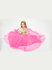 Sequined Top Long Tulle Junior Bridesmaid Gown Azalea