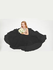 Sequined Top Long Tulle Junior Bridesmaid Gown Black