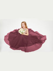 Sequined Top Long Tulle Junior Bridesmaid Gown Cabernet