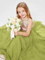 Sequined Top Long Tulle Junior Bridesmaid Gown Clover