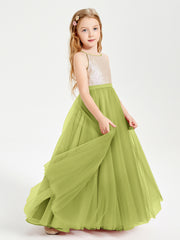 Sequined Top Long Tulle Junior Bridesmaid Gown Clover