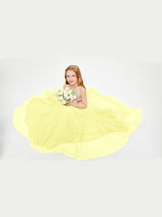 Sequined Top Long Tulle Junior Bridesmaid Gown Daffodil