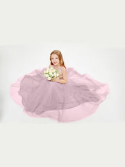 Sequined Top Long Tulle Junior Bridesmaid Gown Dusk