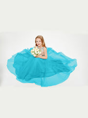 Sequined Top Long Tulle Junior Bridesmaid Gown Jade