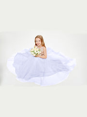 Sequined Top Long Tulle Junior Bridesmaid Gown Lavender