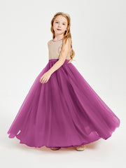 Sequined Top Long Tulle Junior Bridesmaid Gown Orchid