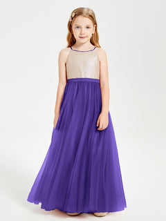 Sequined Top Long Tulle Junior Bridesmaid Gown Regency