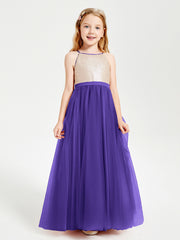 Sequined Top Long Tulle Junior Bridesmaid Gown Regency