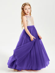 Sequined Top Long Tulle Junior Bridesmaid Gown Regency
