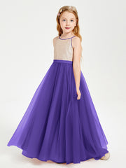 Sequined Top Long Tulle Junior Bridesmaid Gown Regency