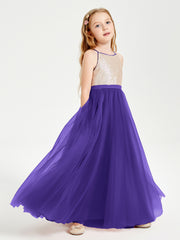 Sequined Top Long Tulle Junior Bridesmaid Gown Regency