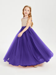 Sequined Top Long Tulle Junior Bridesmaid Gown Regency