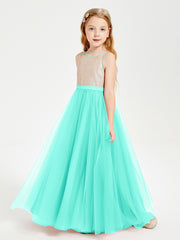 Sequined Top Long Tulle Junior Bridesmaid Gown Spa