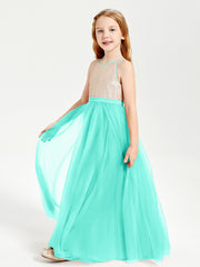 Sequined Top Long Tulle Junior Bridesmaid Gown Spa