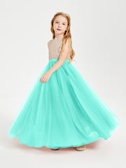 Sequined Top Long Tulle Junior Bridesmaid Gown Spa
