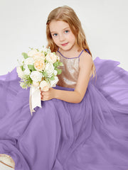Sequined Top Long Tulle Junior Bridesmaid Gown Tahiti