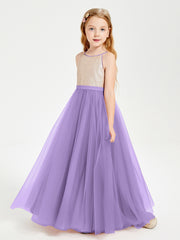 Sequined Top Long Tulle Junior Bridesmaid Gown Tahiti