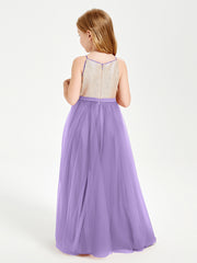 Sequined Top Long Tulle Junior Bridesmaid Gown Tahiti