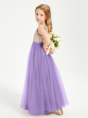 Sequined Top Long Tulle Junior Bridesmaid Gown Tahiti