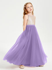 Sequined Top Long Tulle Junior Bridesmaid Gown Tahiti