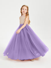 Sequined Top Long Tulle Junior Bridesmaid Gown Tahiti