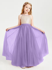 Sequined Top Long Tulle Junior Bridesmaid Gown Tahiti