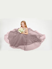 Sequined Top Long Tulle Junior Bridesmaid Gown Vintage Mauve