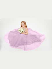 Sequined Top Long Tulle Junior Bridesmaid Gown Wisteria