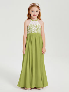 Lace Top Long Chiffon Bridesmaid Dresses Clover