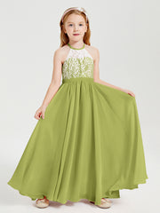 Lace Top Long Chiffon Bridesmaid Dresses Clover