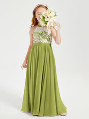 Lace Top Long Chiffon Bridesmaid Dresses Clover