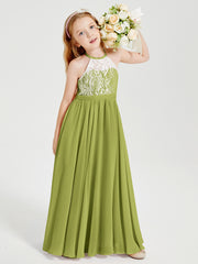 Lace Top Long Chiffon Bridesmaid Dresses Clover