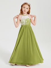 Lace Top Long Chiffon Bridesmaid Dresses Clover