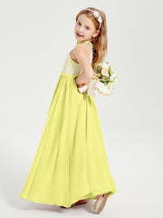 Lace Top Long Chiffon Bridesmaid Dresses Daffodil