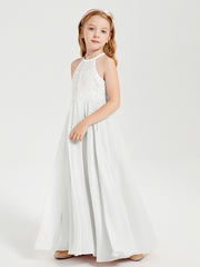 Lace Top Long Chiffon Bridesmaid Dresses Ivory