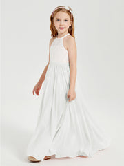 Lace Top Long Chiffon Bridesmaid Dresses Ivory