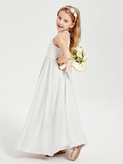 Lace Top Long Chiffon Bridesmaid Dresses Ivory