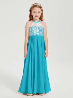 Lace Top Long Chiffon Bridesmaid Dresses Jade