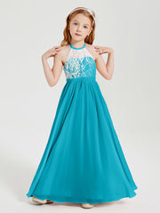 Lace Top Long Chiffon Bridesmaid Dresses Jade