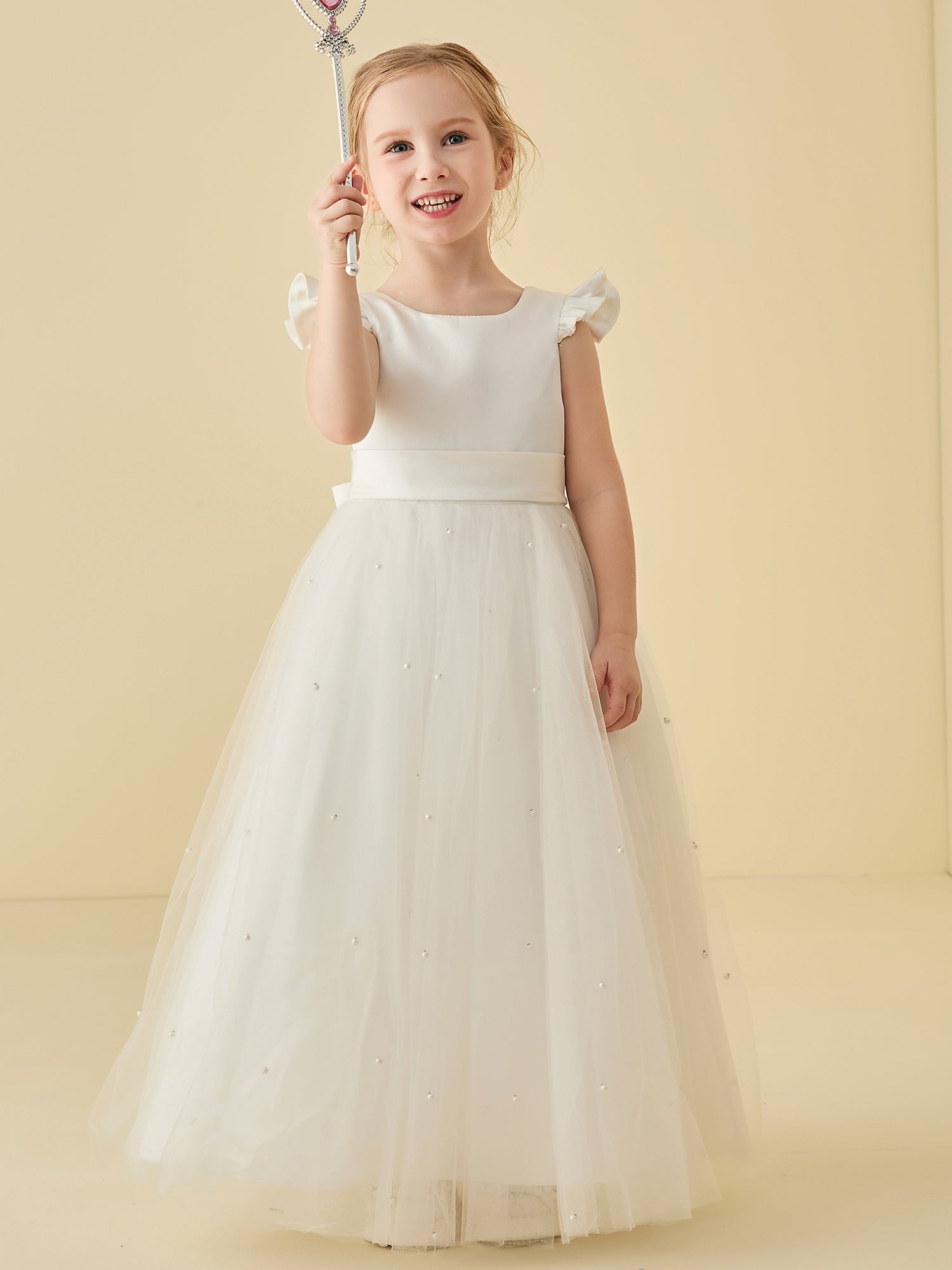 Flower Girl Dresses With Beads and Bow BABARONI UK