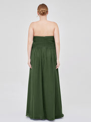 Sweetheart Chiffon Dresses with CASCADE SKIRT Olive Green
