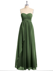 Sweetheart Chiffon Dresses with CASCADE SKIRT Olive Green