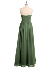 Sweetheart Chiffon Dresses with CASCADE SKIRT Olive Green