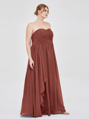 Sweetheart Chiffon Dresses with CASCADE SKIRT Terracotta